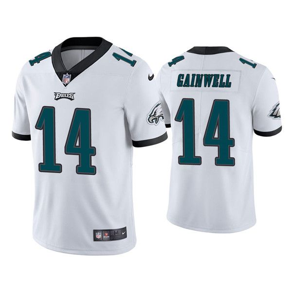 Men Philadelphia Eagles 14 Kenneth Gainwell Nike White Vapor Limited NFL Jersey